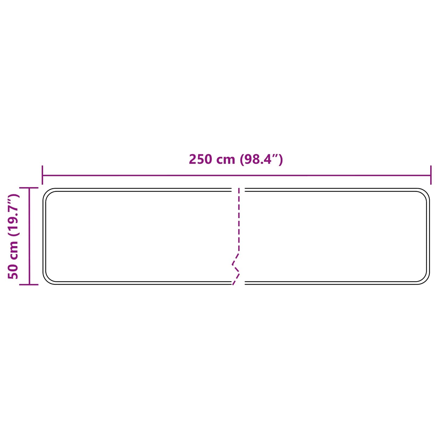 vidaXL Rug Runner MARSA Grey 50 x 250 cm Polyester and PVC