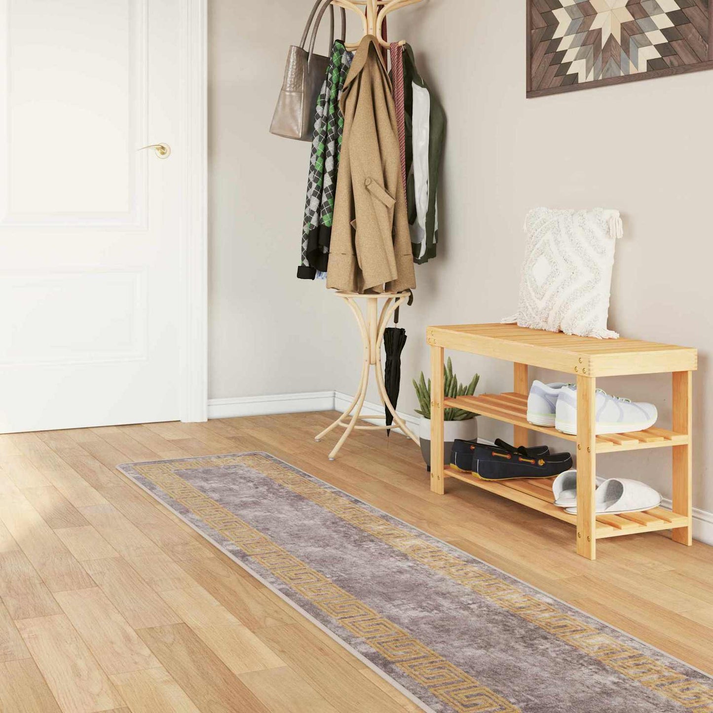 vidaXL Rug Runner MARSA Grey 50 x 400 cm Polyester and PVC