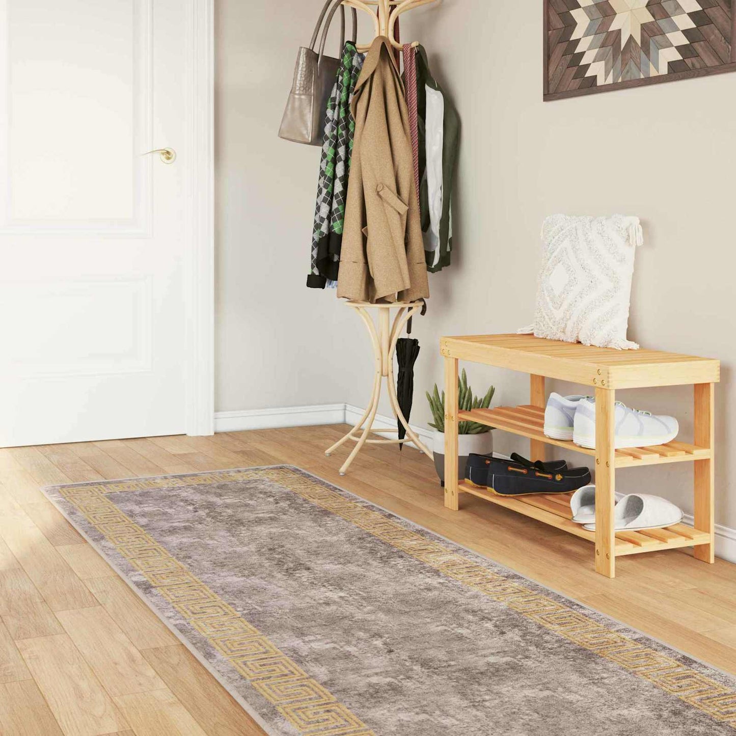 vidaXL Rug Runner MARSA Grey 80 x 400 cm Polyester and PVC