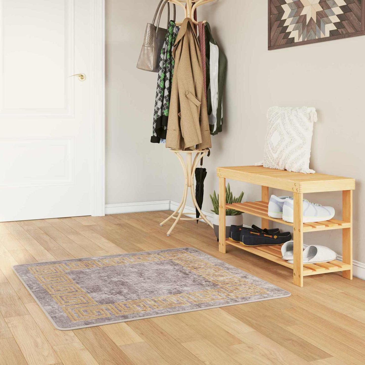 vidaXL Rug Runner MARSA Grey 100 x 100 cm Polyester and PVC