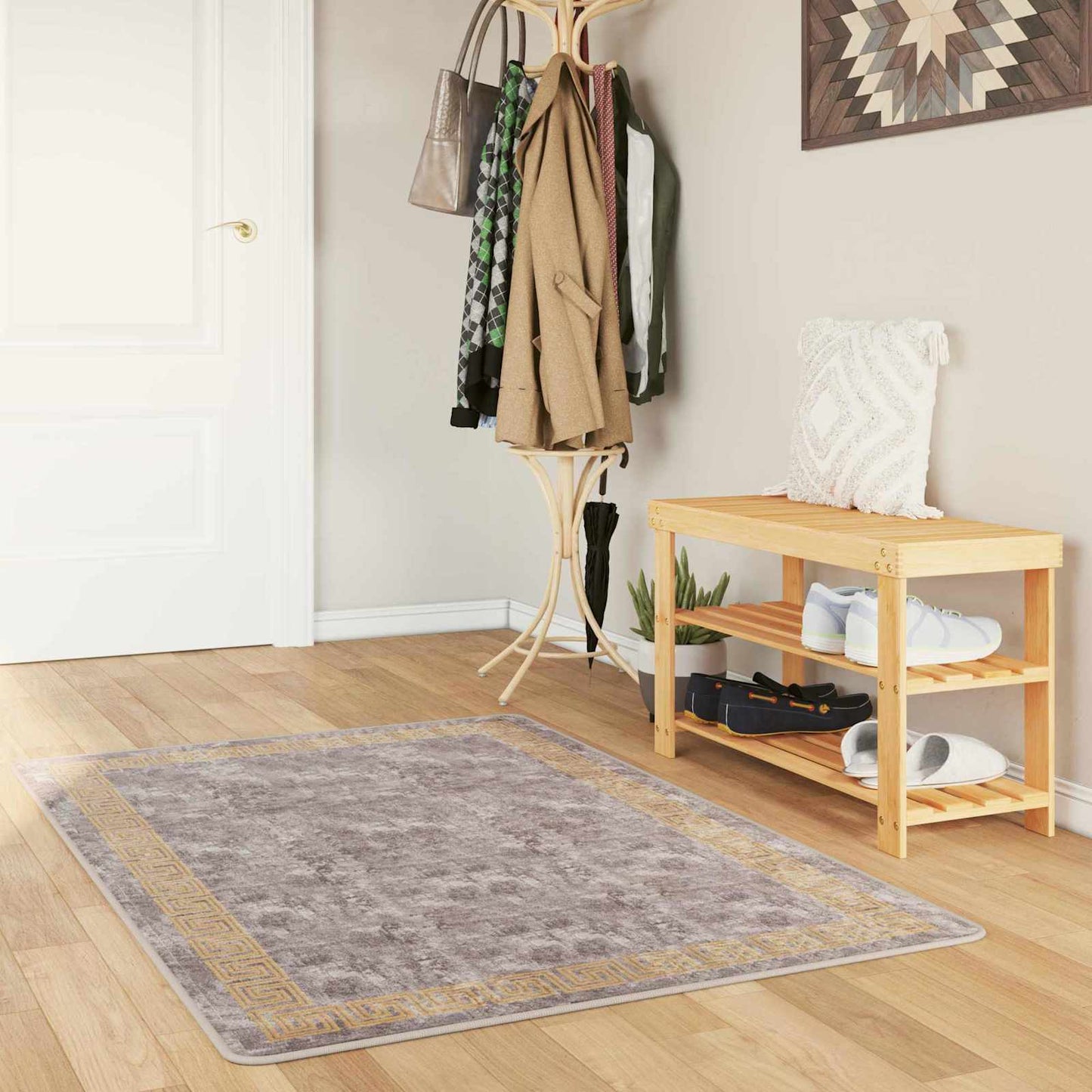vidaXL Rug Runner MARSA Grey 100 x 200 cm Polyester and PVC