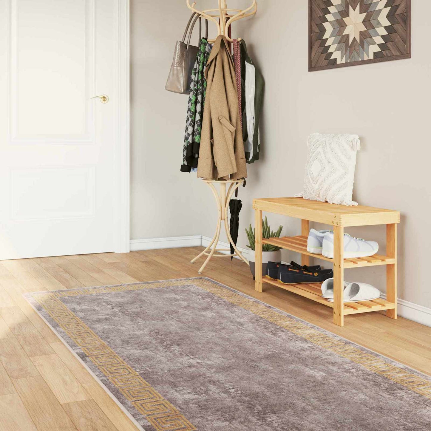 vidaXL Rug Runner MARSA Grey 100 x 350 cm Polyester and PVC