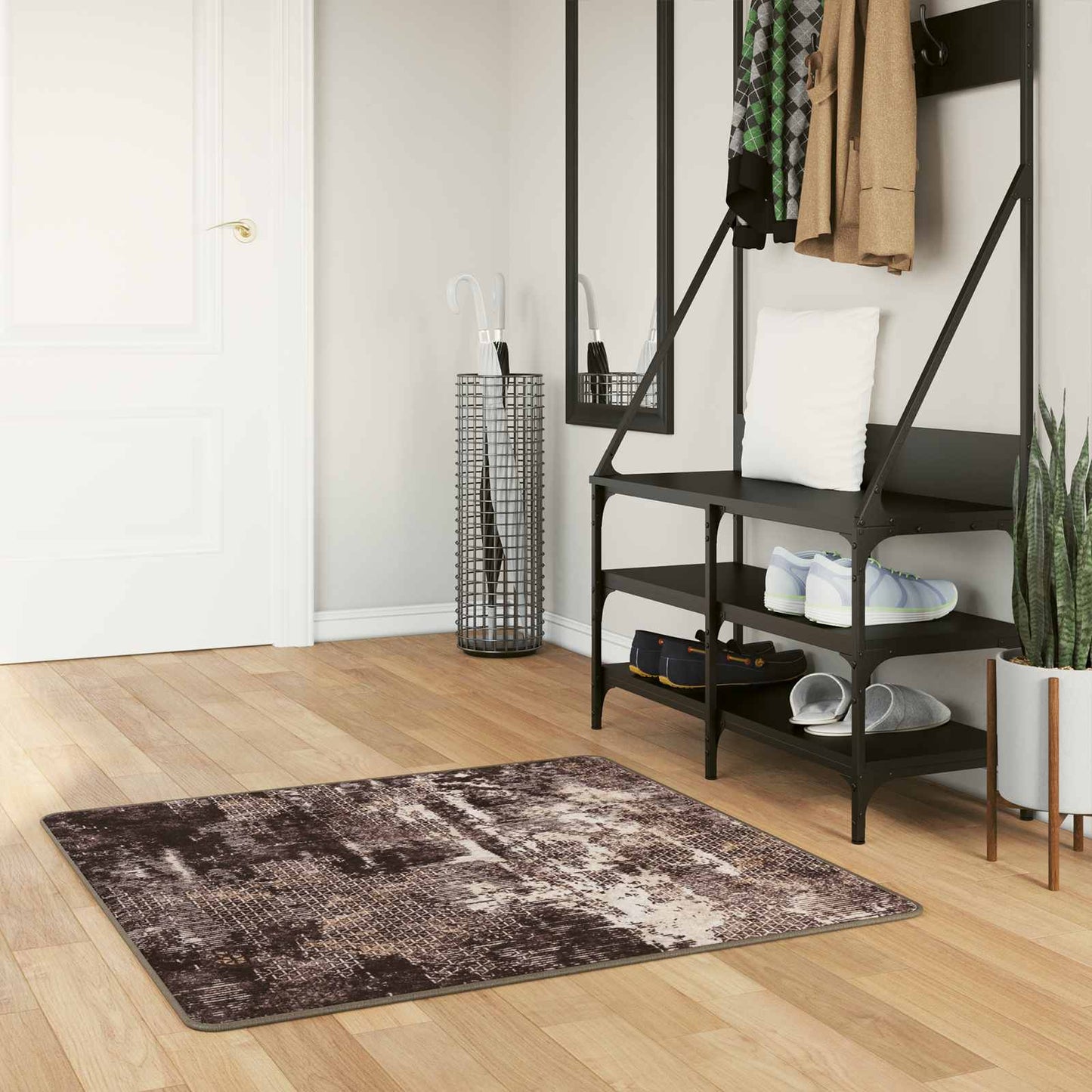vidaXL Rug Runner MARSA Black 100 x 100 cm Polyester and PVC