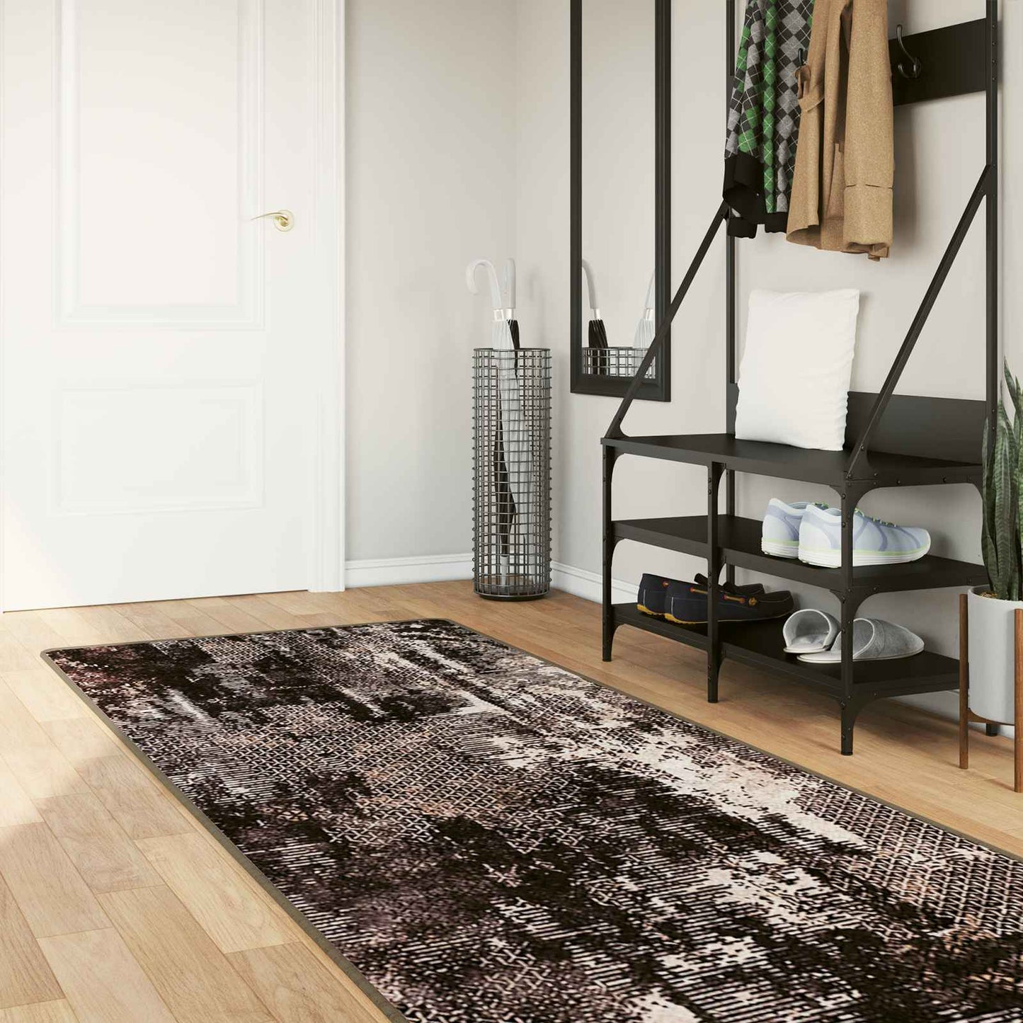 vidaXL Rug Runner MARSA Black 100 x 300 cm Polyester and PVC