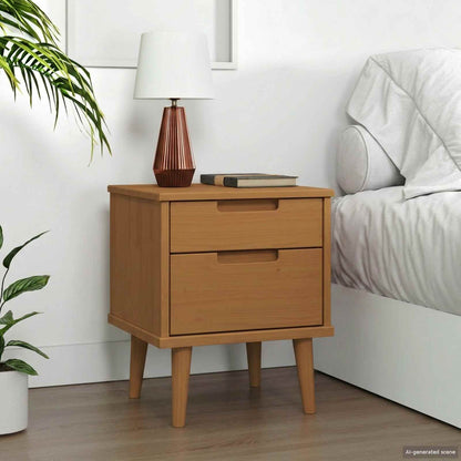 vidaXL Bedside Cabinet MOLDE Caramel 40 x 35 x 48 cm Solid Pine Wood