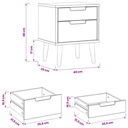 vidaXL Bedside Cabinet MOLDE Caramel 40 x 35 x 48 cm Solid Pine Wood