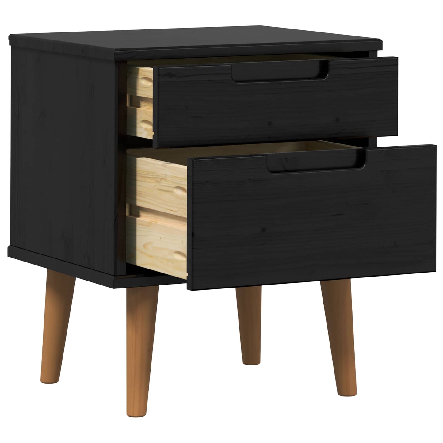 vidaXL Bedside Cabinet MOLDE Black 40 x 35 x 48 cm Solid Pine Wood