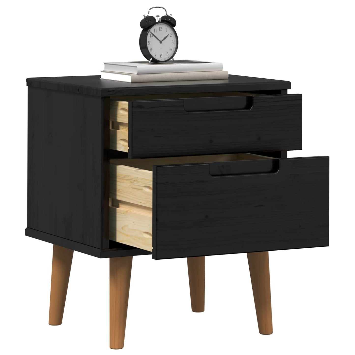 vidaXL Bedside Cabinet MOLDE Black 40 x 35 x 48 cm Solid Pine Wood