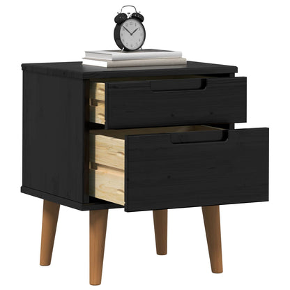 vidaXL Bedside Cabinet MOLDE Black 40 x 35 x 48 cm Solid Pine Wood