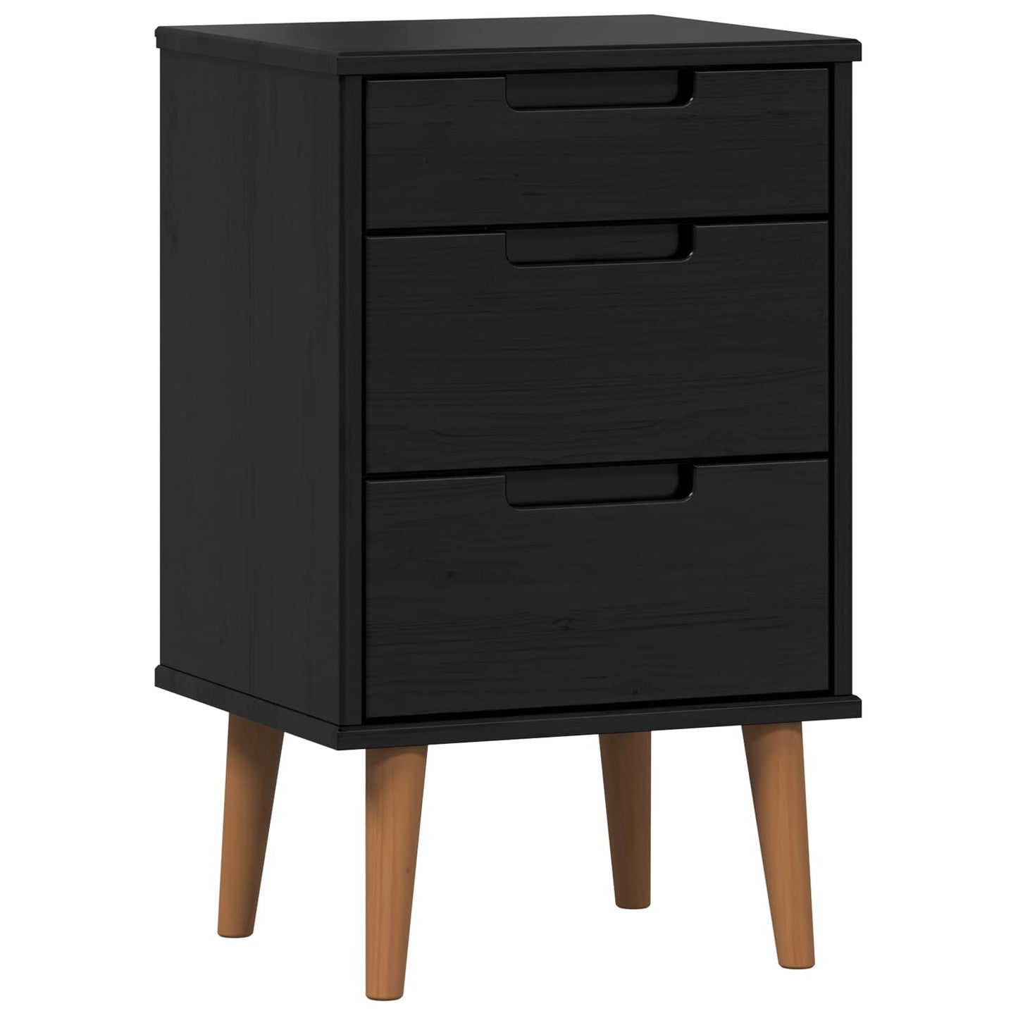 vidaXL Bedside Cabinet MOLDE Black 40 x 35 x 65 cm Solid Pine Wood