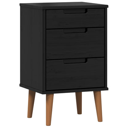 vidaXL Bedside Cabinet MOLDE Black 40 x 35 x 65 cm Solid Pine Wood