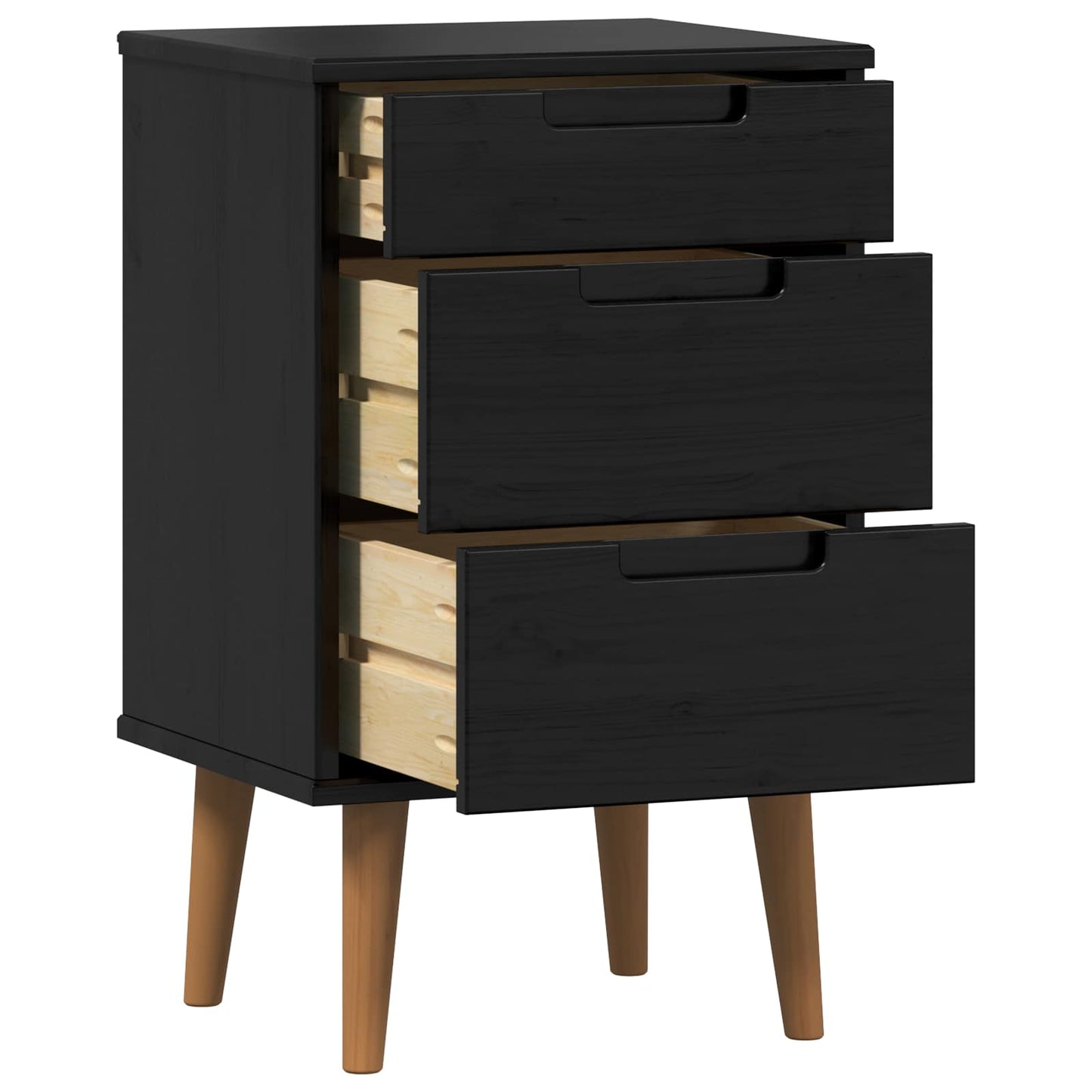 vidaXL Bedside Cabinet MOLDE Black 40 x 35 x 65 cm Solid Pine Wood