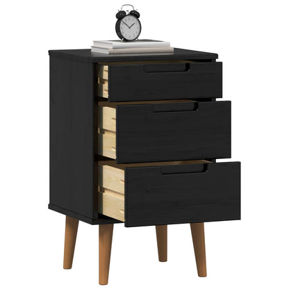 vidaXL Bedside Cabinet MOLDE Black 40 x 35 x 65 cm Solid Pine Wood