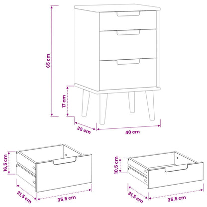 vidaXL Bedside Cabinet MOLDE Black 40 x 35 x 65 cm Solid Pine Wood
