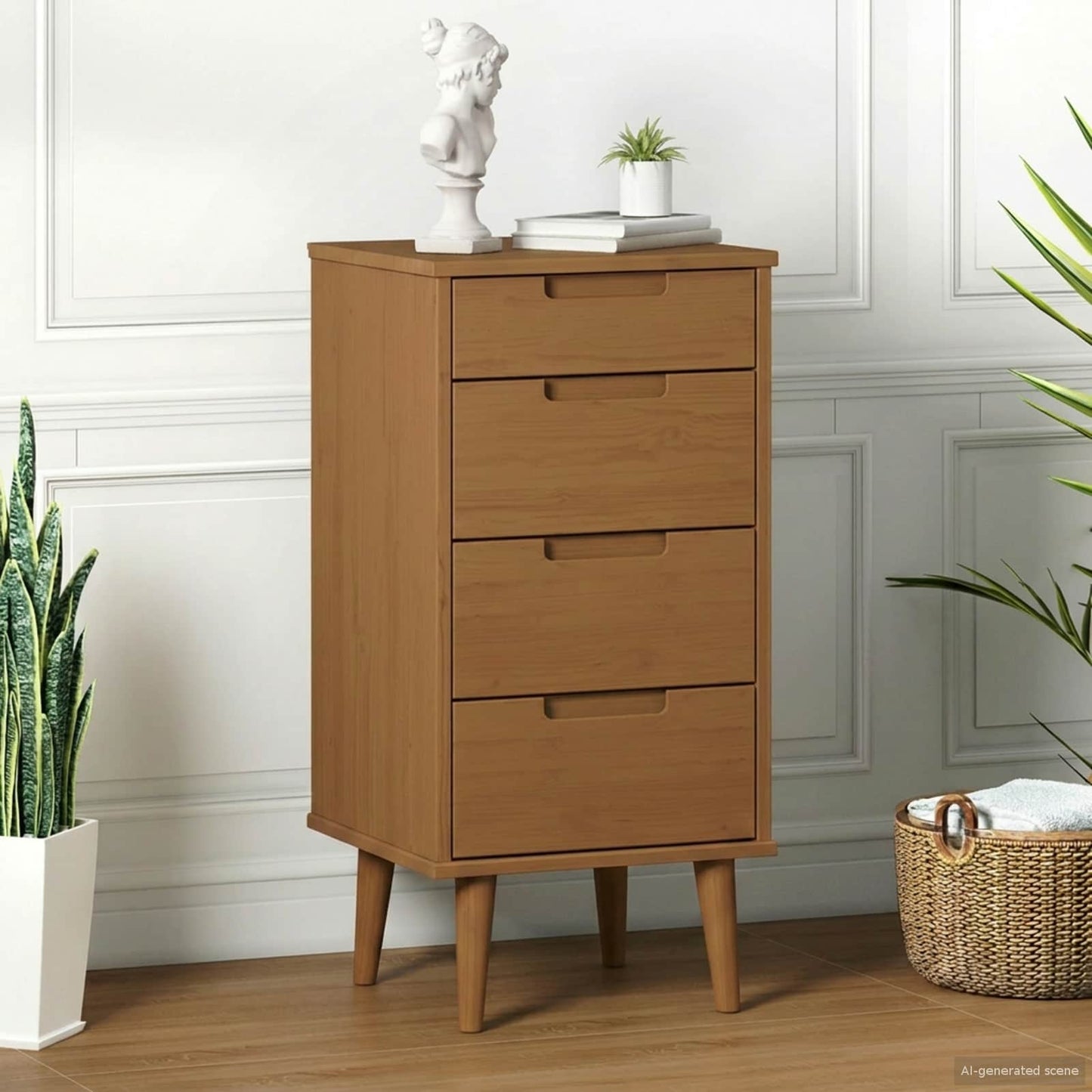 vidaXL Chest of Drawers MOLDE Caramel 40 x 35 x 82 cm Solid Pine Wood
