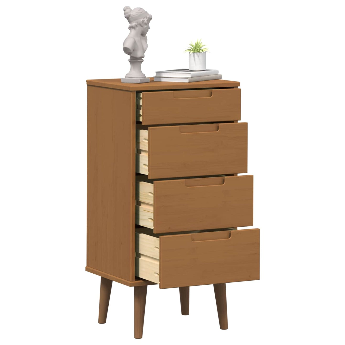 vidaXL Chest of Drawers MOLDE Caramel 40 x 35 x 82 cm Solid Pine Wood