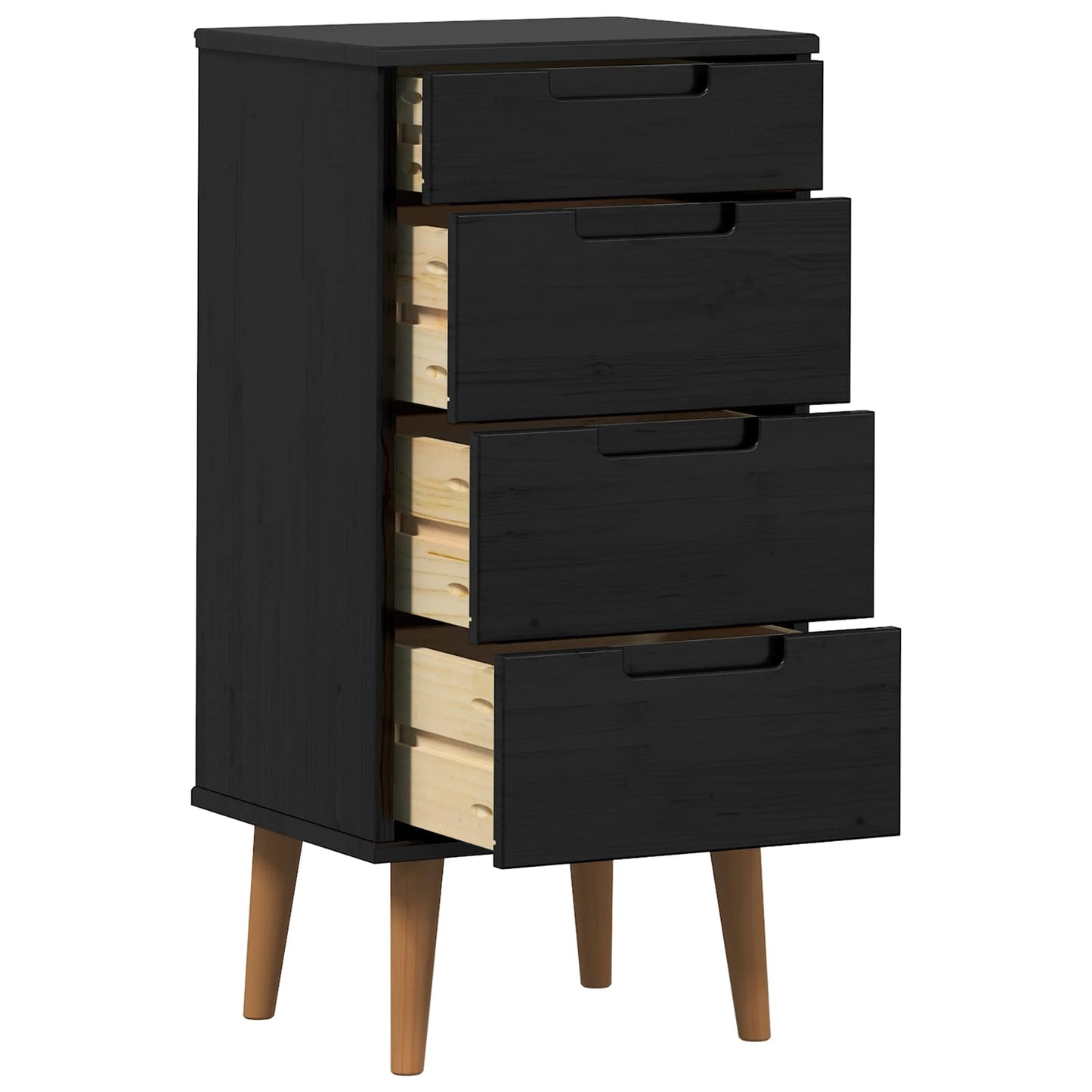 vidaXL Chest of Drawers MOLDE Black 40 x 35 x 82 cm Solid Pine Wood