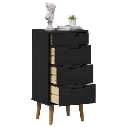 vidaXL Chest of Drawers MOLDE Black 40 x 35 x 82 cm Solid Pine Wood