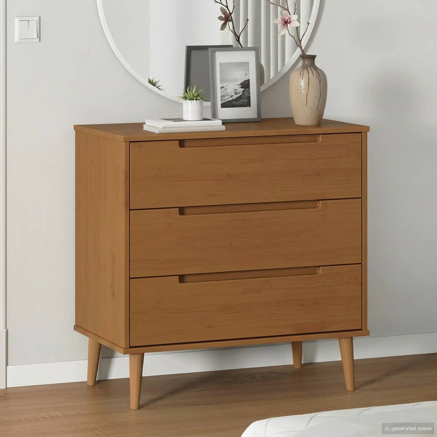 vidaXL Chest of Drawers MOLDE Caramel 80 x 40 x 80 cm Solid Pine Wood