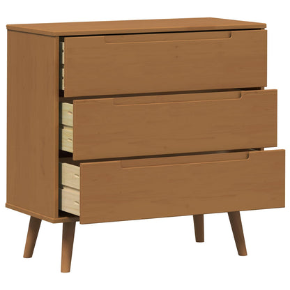vidaXL Chest of Drawers MOLDE Caramel 80 x 40 x 80 cm Solid Pine Wood