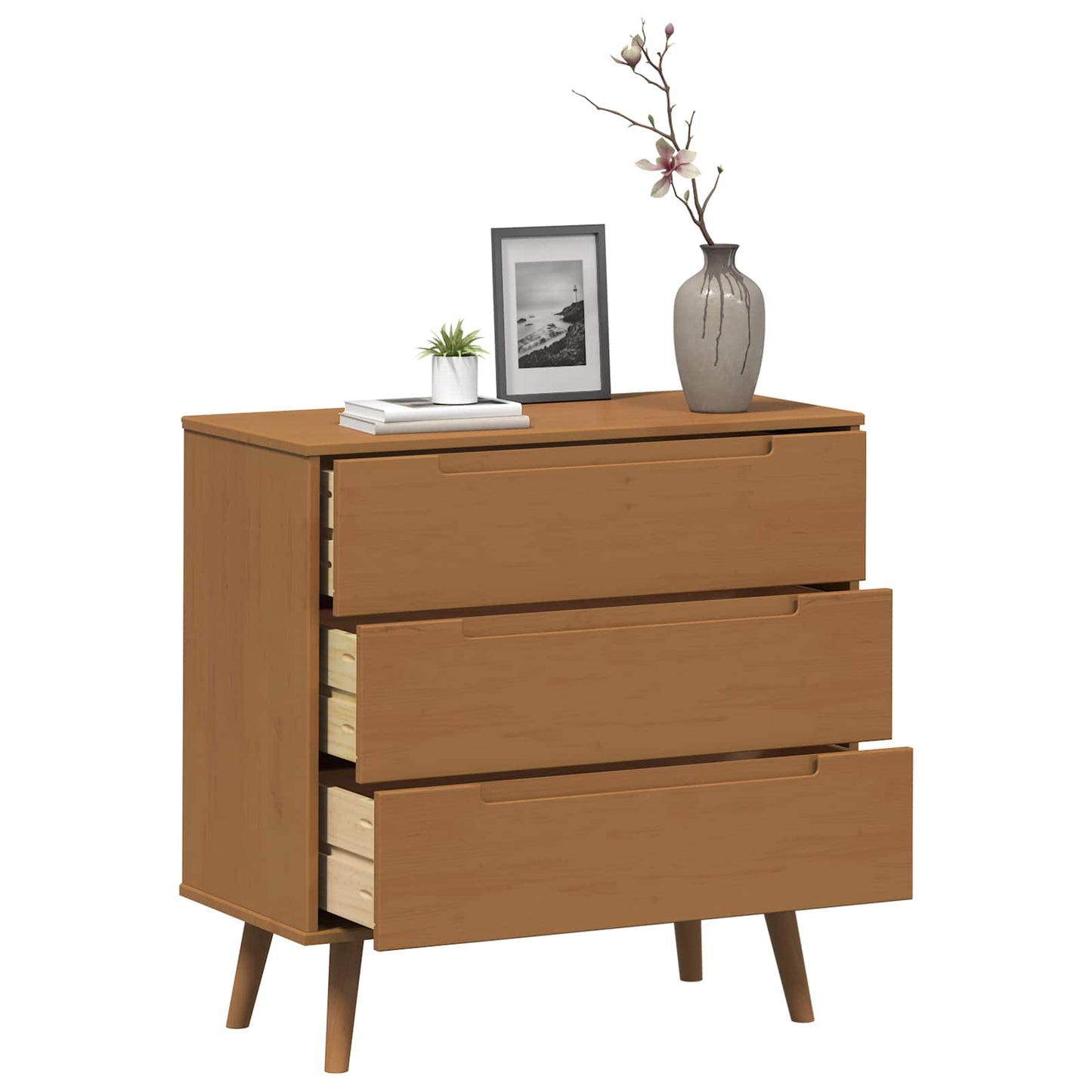 vidaXL Chest of Drawers MOLDE Caramel 80 x 40 x 80 cm Solid Pine Wood