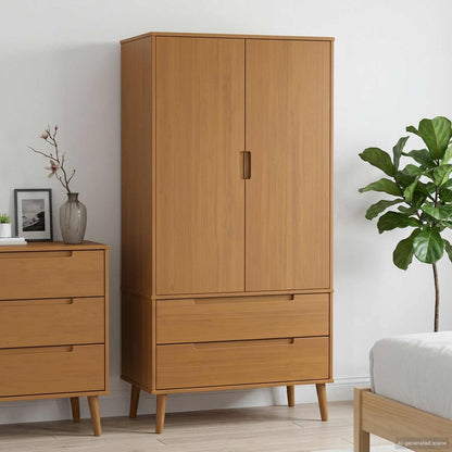 vidaXL Wardrobe MOLDE Caramel 90 x 55 x 175 cm Solid Pine Wood