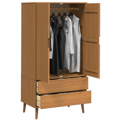 vidaXL Wardrobe MOLDE Caramel 90 x 55 x 175 cm Solid Pine Wood
