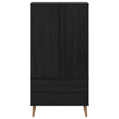 vidaXL Wardrobe MOLDE Black 90 x 55 x 175 cm Solid Pine Wood