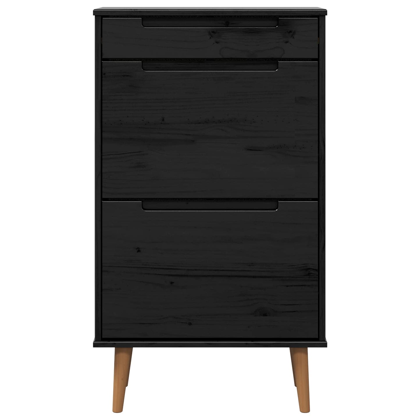 vidaXL Shoe Cabinet MOLDE 59.5 x 35 x 103 cm Solid Pine Wood Black