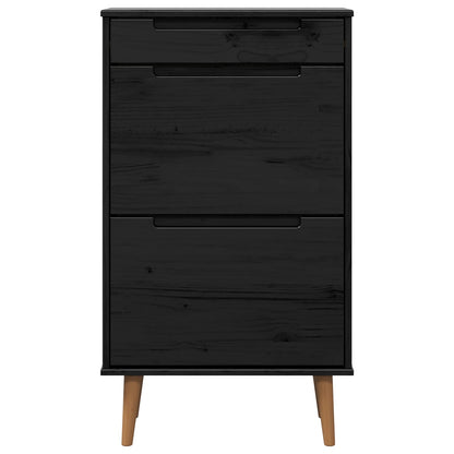 vidaXL Shoe Cabinet MOLDE 59.5 x 35 x 103 cm Solid Pine Wood Black