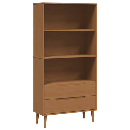 vidaXL Bookcase MOLDE 85 x 35 x 170.5 cm Solid Pine Wood Caramel