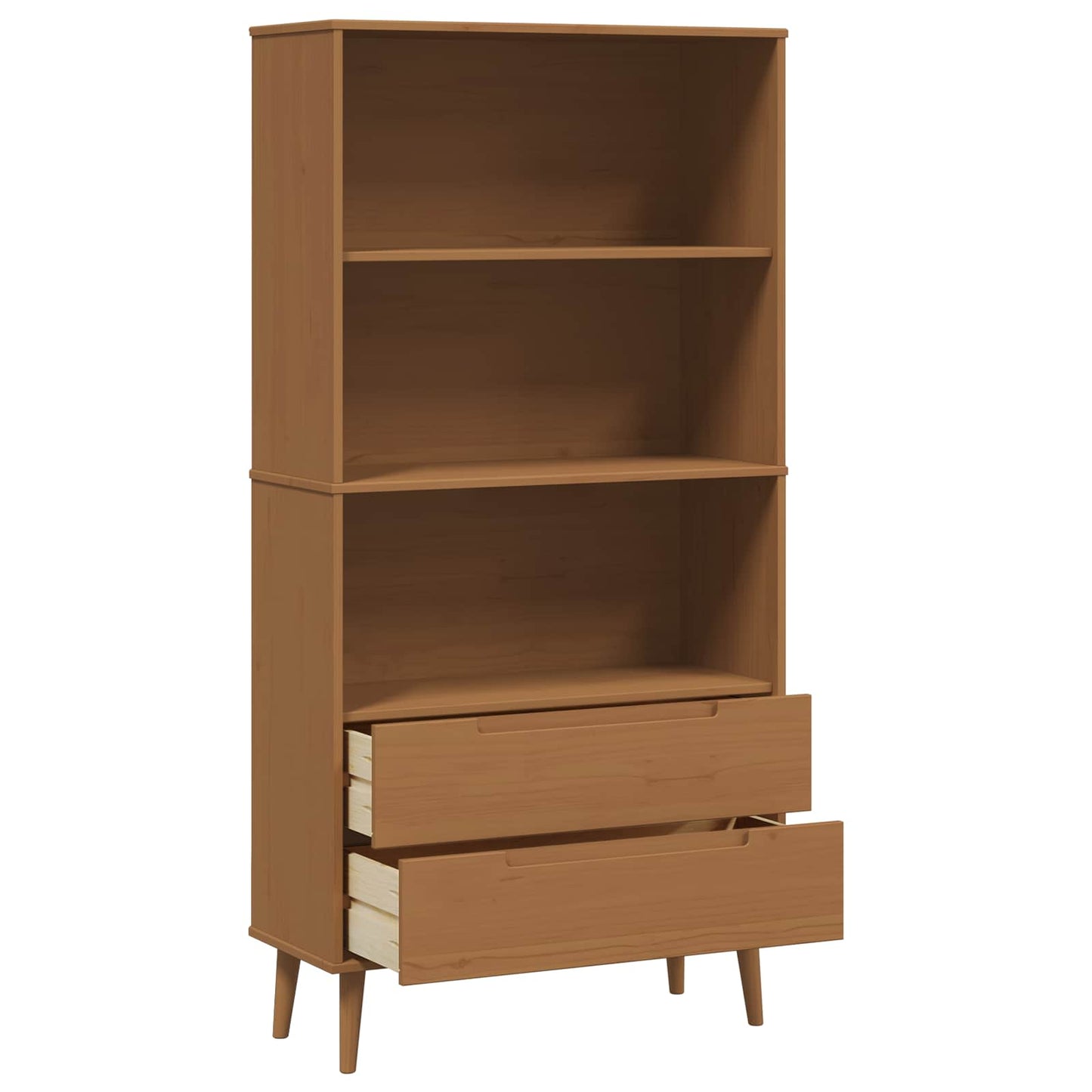 vidaXL Bookcase MOLDE 85 x 35 x 170.5 cm Solid Pine Wood Caramel
