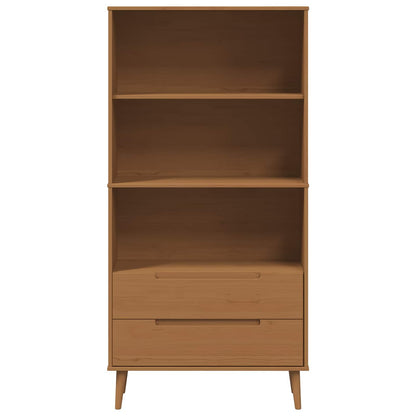 vidaXL Bookcase MOLDE 85 x 35 x 170.5 cm Solid Pine Wood Caramel
