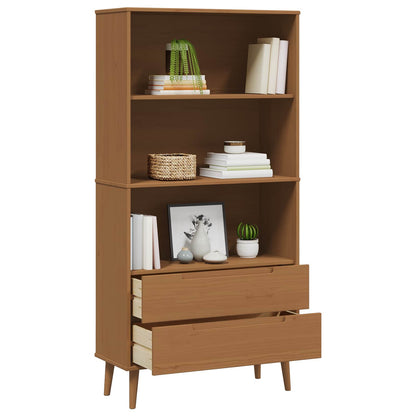 vidaXL Bookcase MOLDE 85 x 35 x 170.5 cm Solid Pine Wood Caramel