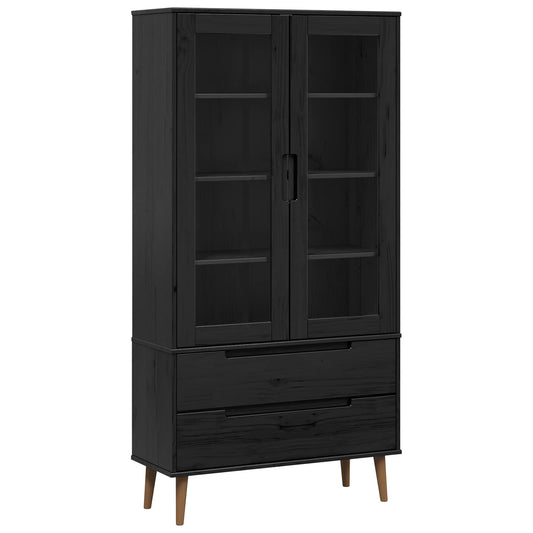 vidaXL Glass Display Cabinet MOLDE 90 x 35 x 175 cm Solid Pine Wood