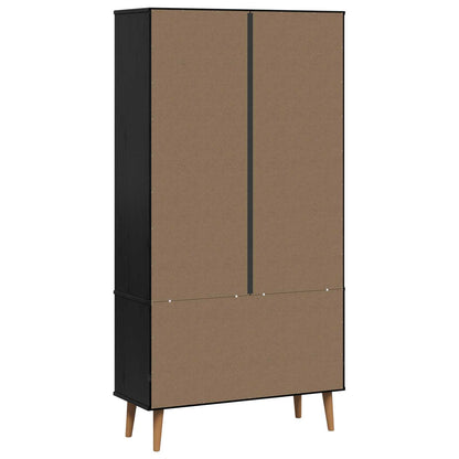 vidaXL Glass Display Cabinet MOLDE 90 x 35 x 175 cm Solid Pine Wood