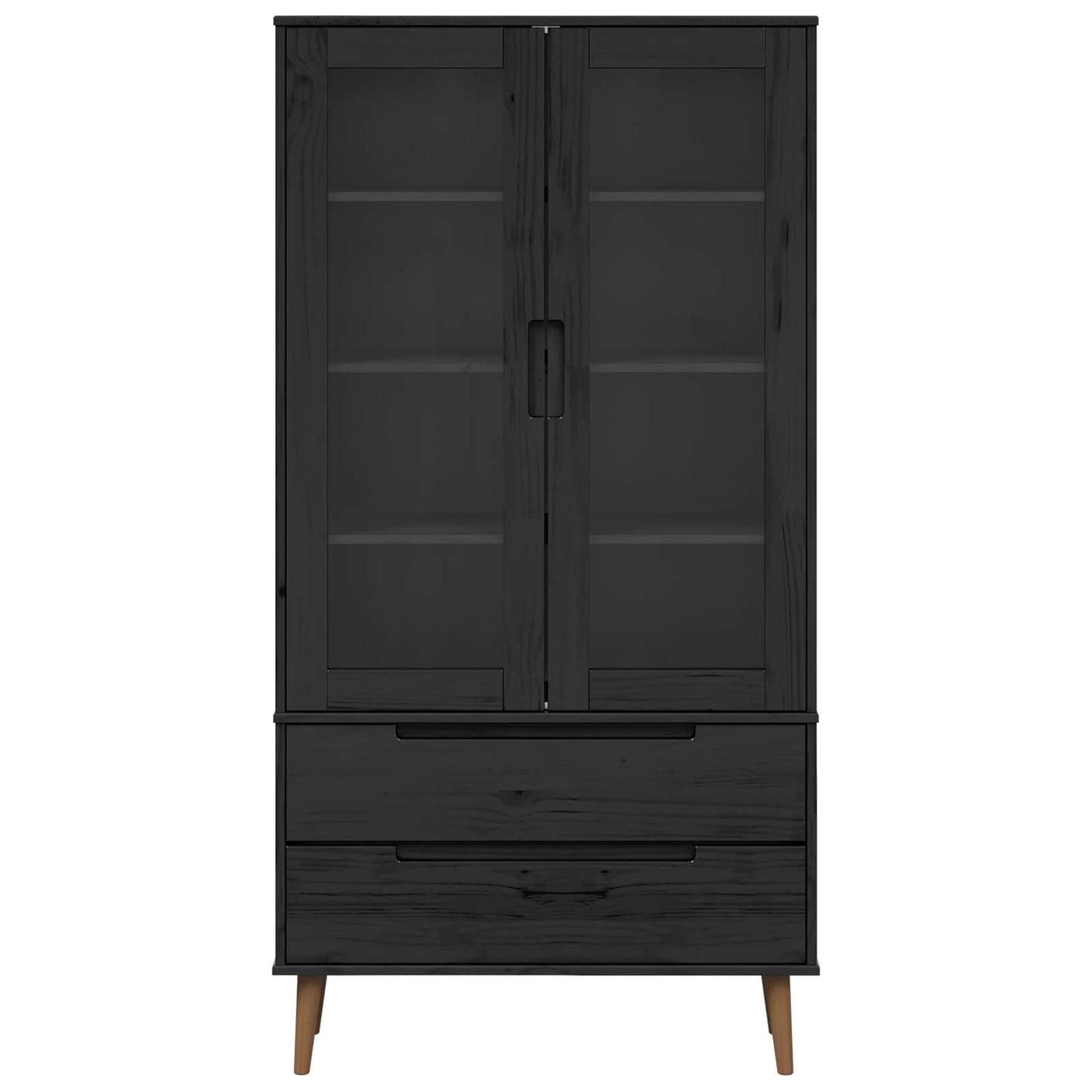 vidaXL Glass Display Cabinet MOLDE 90 x 35 x 175 cm Solid Pine Wood