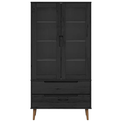 vidaXL Glass Display Cabinet MOLDE 90 x 35 x 175 cm Solid Pine Wood