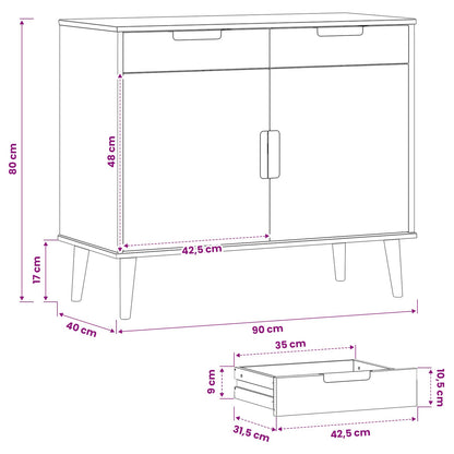 vidaXL Sideboard MOLDE Caramel 90 x 40 x 80 cm