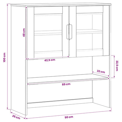 vidaXL Hutch MOLDE Caramel 90 x 35 x 100 cm Solid Pine Wood