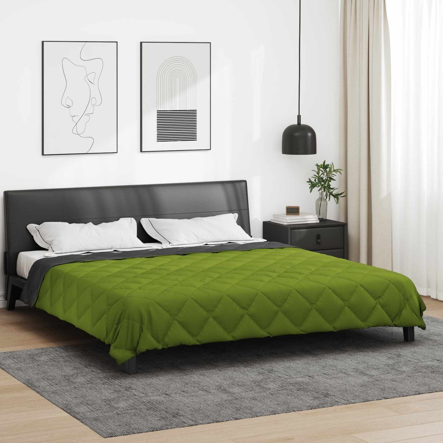 vidaXL Summer Duvet Green and Anthracite 240 x 200 cm Microfiber