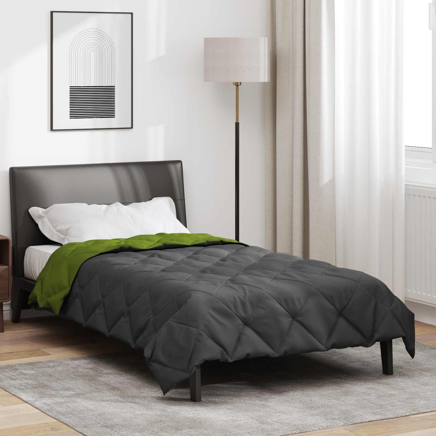 vidaXL Summer Duvet Green and Anthracite 220 x 140 cm Microfiber