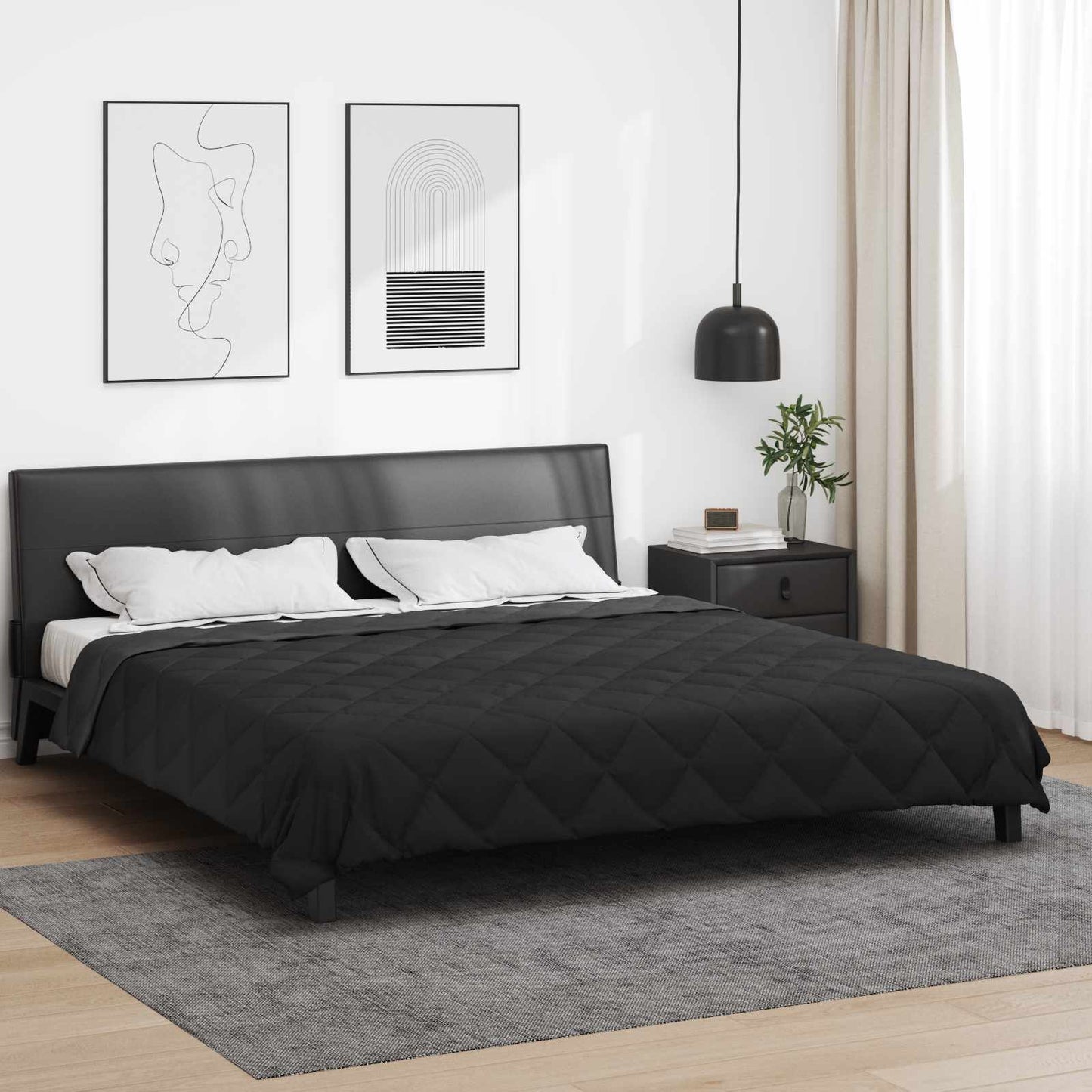 vidaXL Summer Duvet Black and Anthracite 200 x 200 cm Microfiber