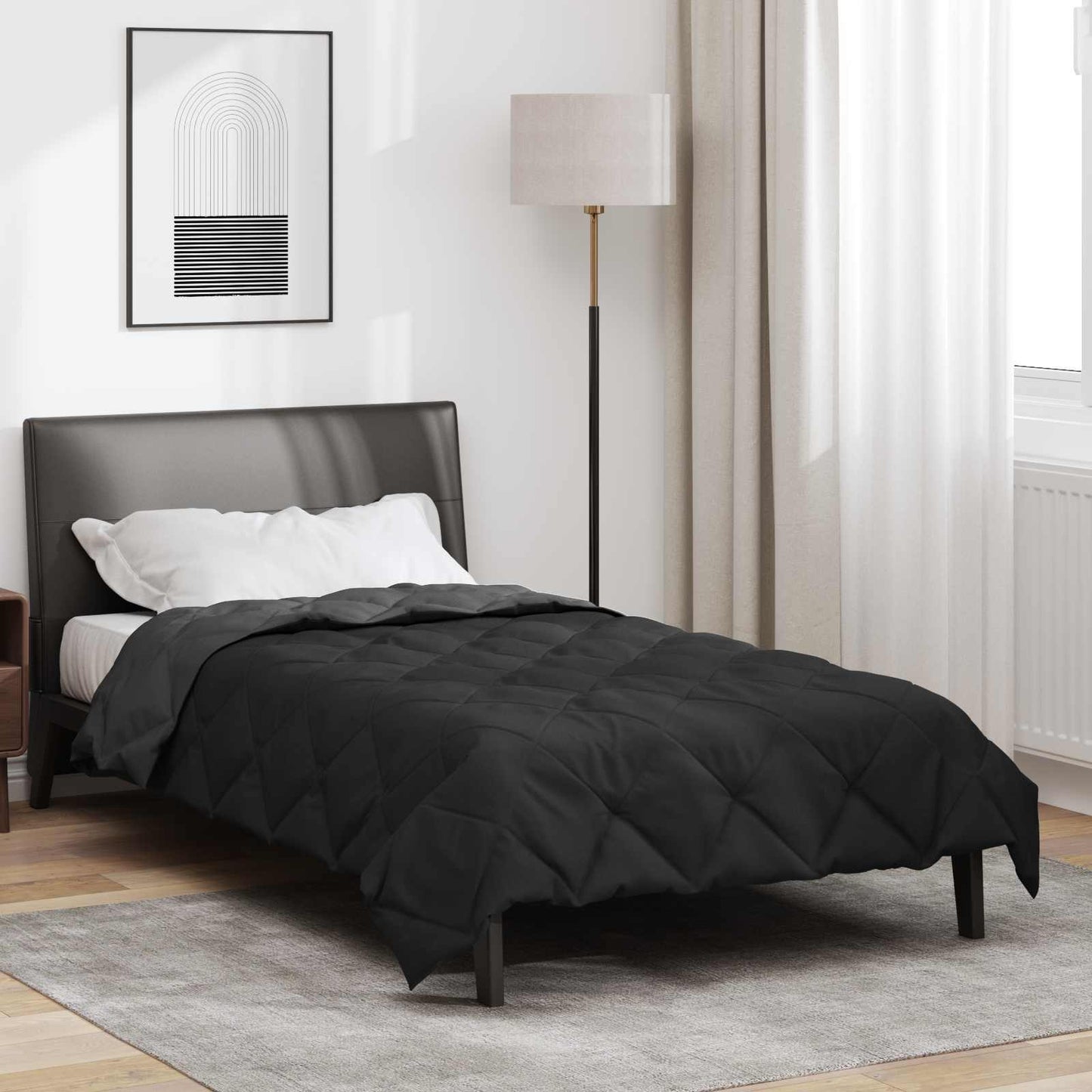 vidaXL Summer Duvet Black and Anthracite 220 x 155 cm Microfiber