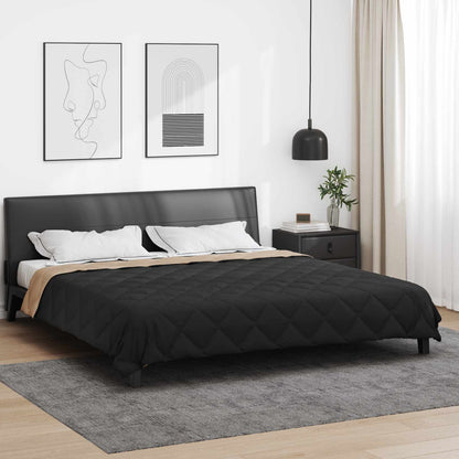 vidaXL Summer Duvet Black and Taupe 240 x 200 cm Microfiber