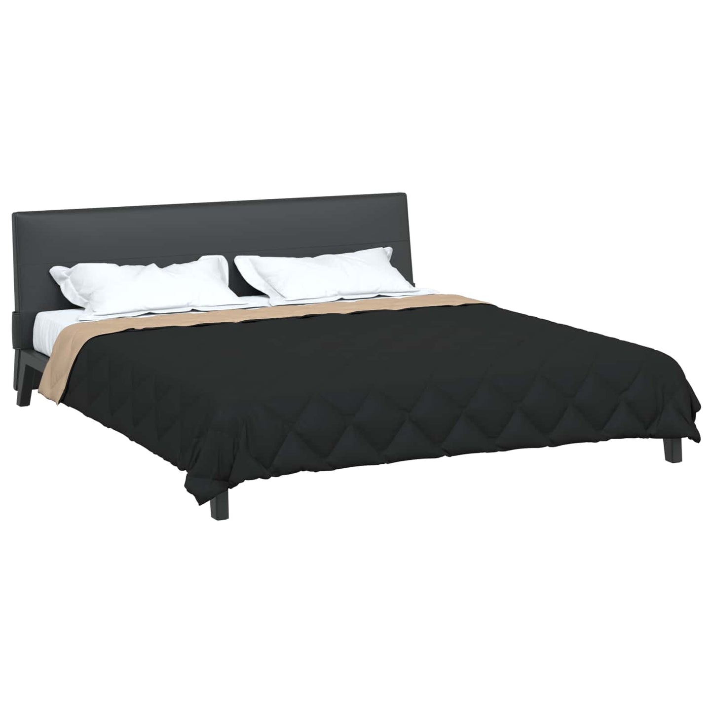 vidaXL Summer Duvet Black and Taupe 240 x 200 cm Microfiber