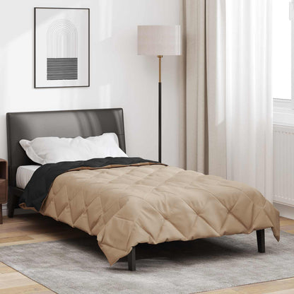 vidaXL Summer Duvet Black and Taupe 220 x 155 cm Microfiber