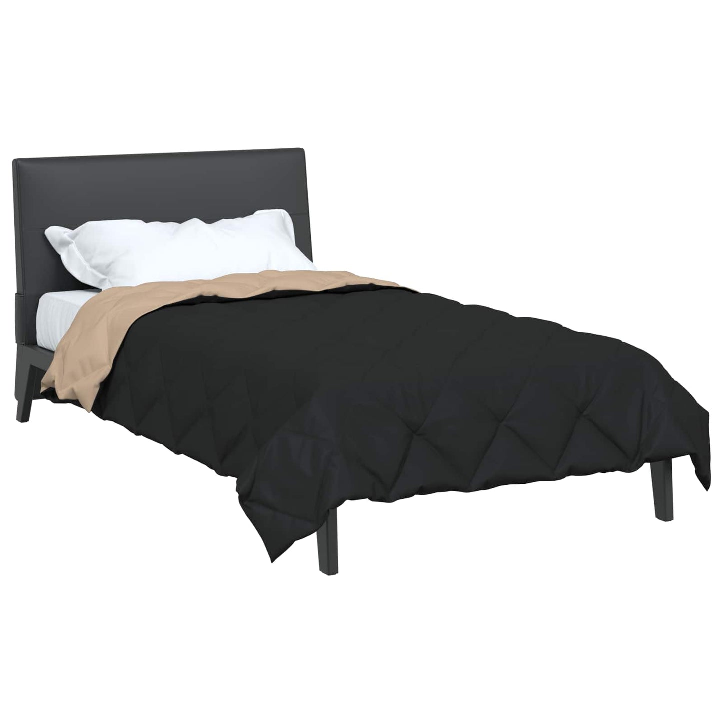 vidaXL Summer Duvet Black and Taupe 220 x 155 cm Microfiber