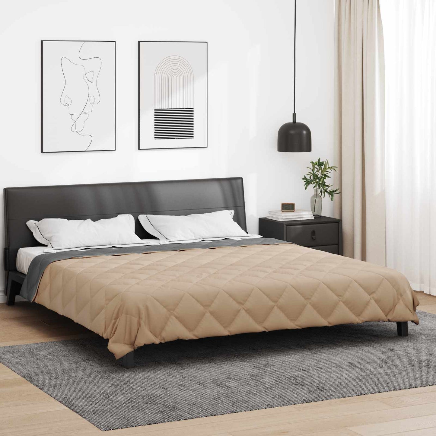 vidaXL Full Year Duvet Anthracite and Taupe 200 x 220 cm Microfiber