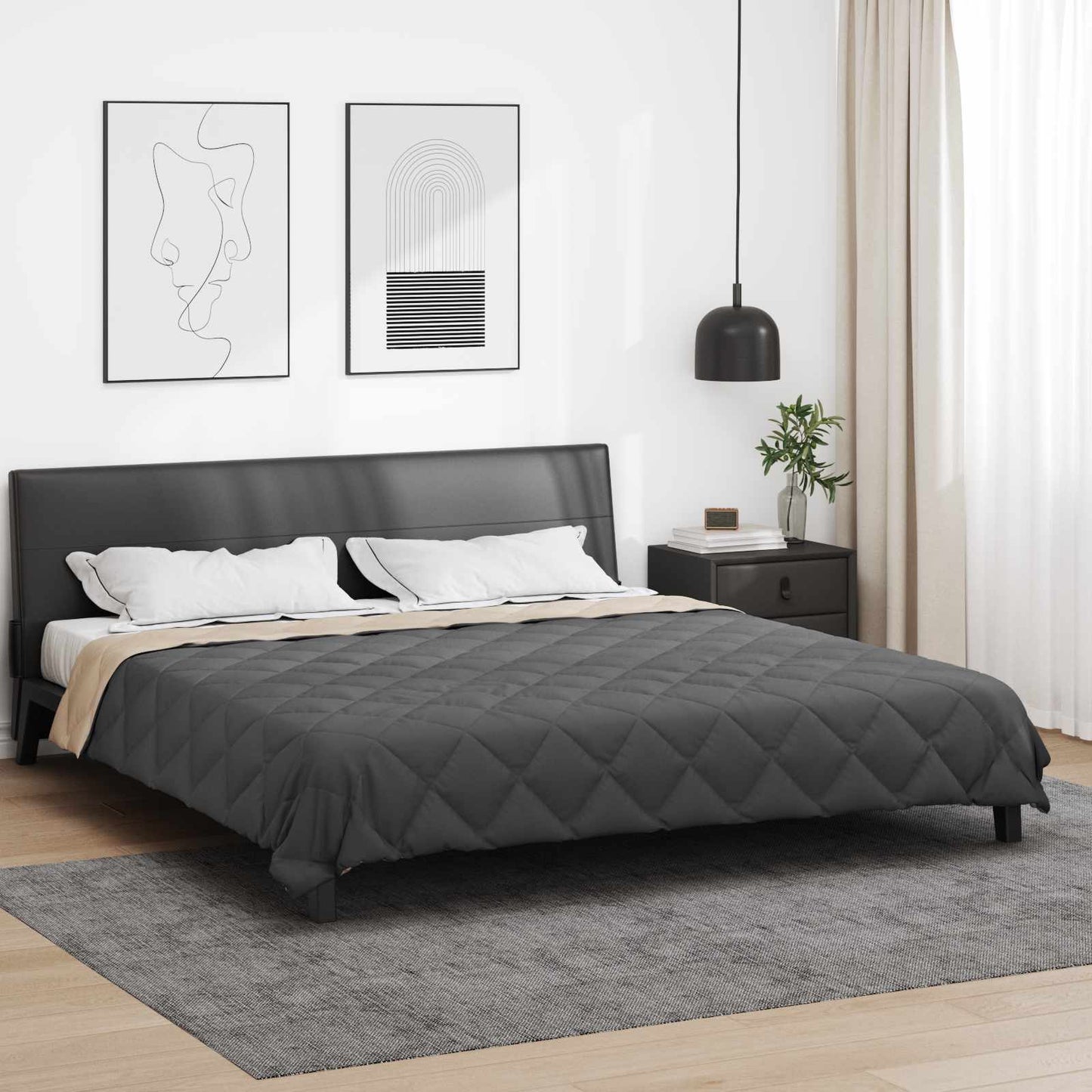 vidaXL Full Year Duvet Anthracite and Taupe 220 x 240 cm Microfiber